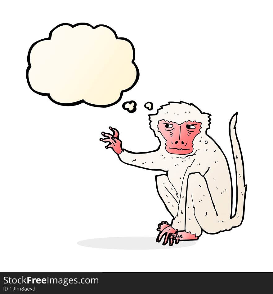 Cartoon Evil Monkey With Thought Bubble