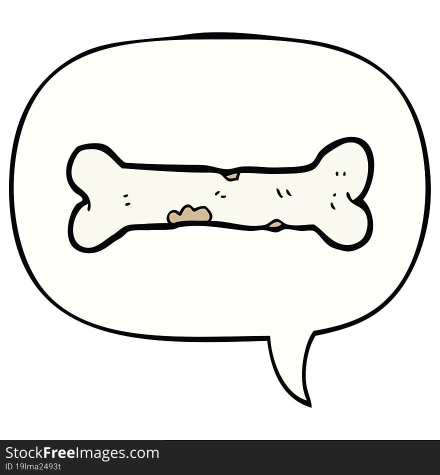 cartoon bone with speech bubble. cartoon bone with speech bubble