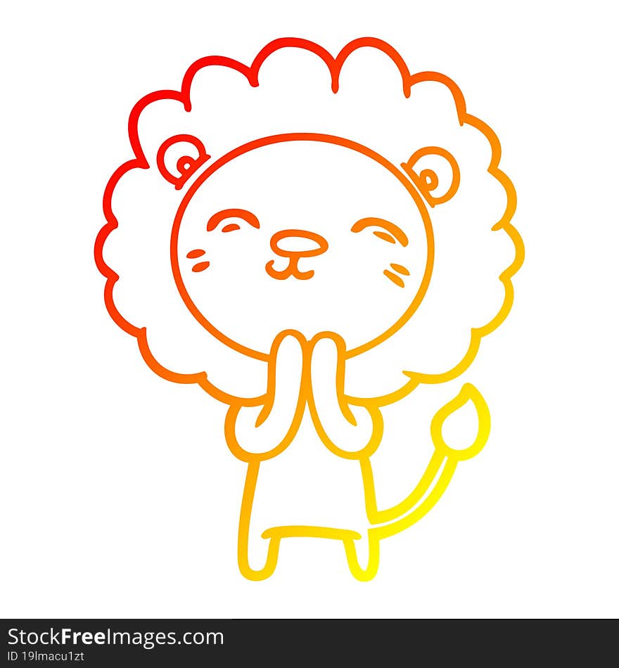 warm gradient line drawing cartoon lion