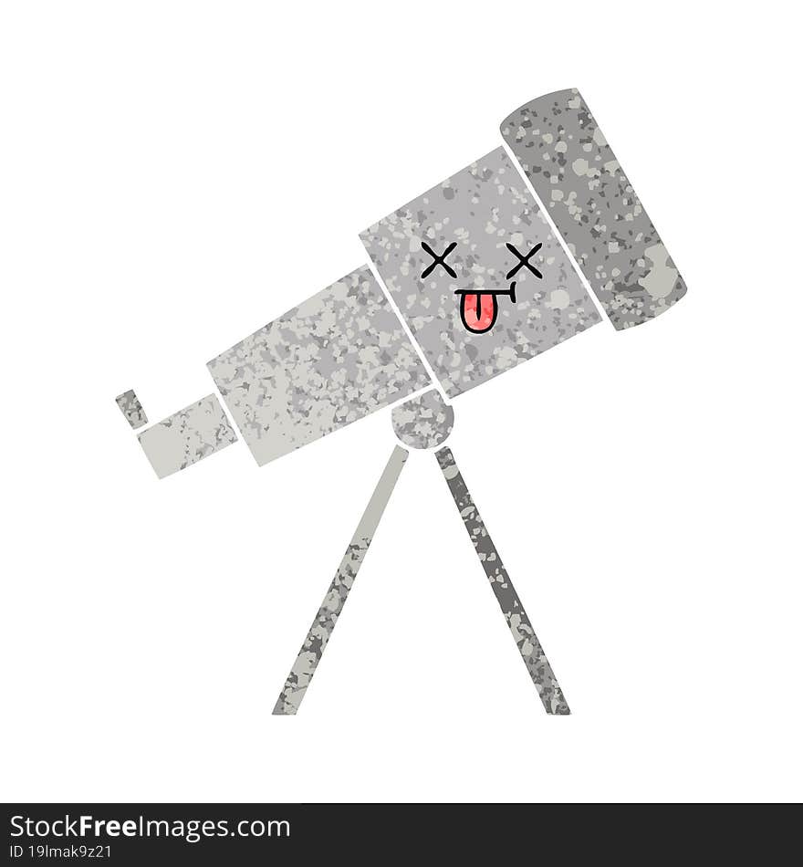 retro illustration style cartoon telescope