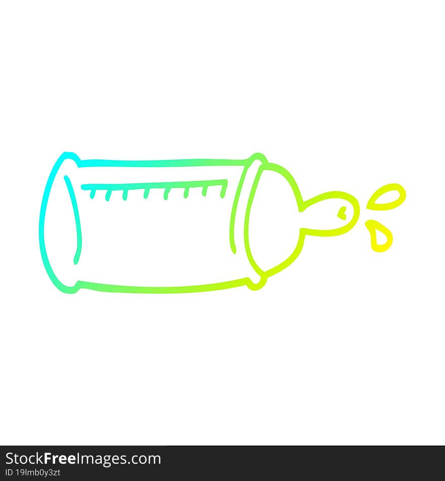 cold gradient line drawing cartoon baby bottle