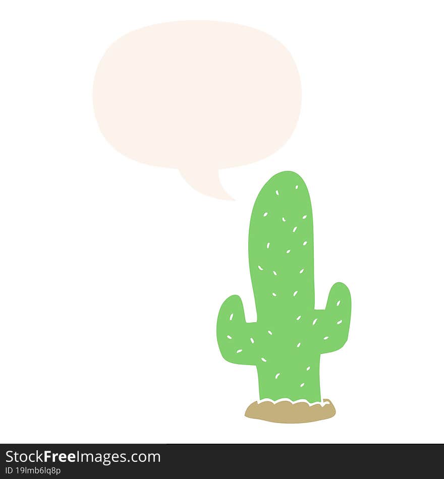 Cartoon Cactus And Speech Bubble In Retro Style