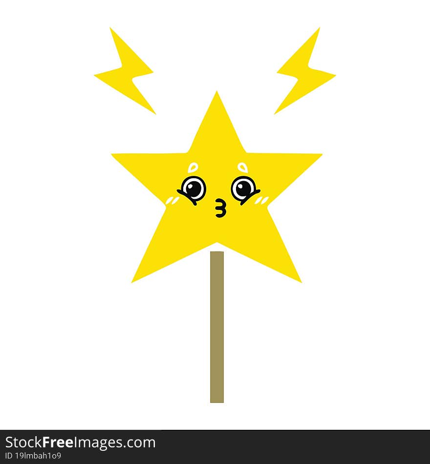 flat color retro cartoon magic wand