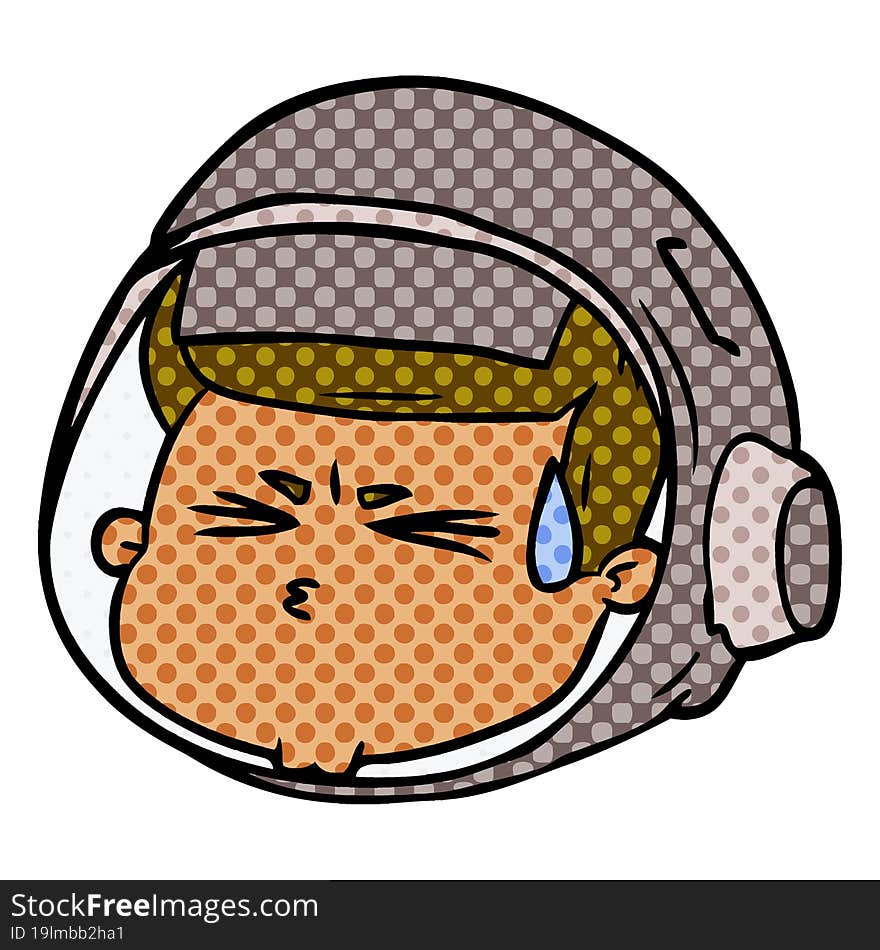 cartoon stressed astronaut face. cartoon stressed astronaut face