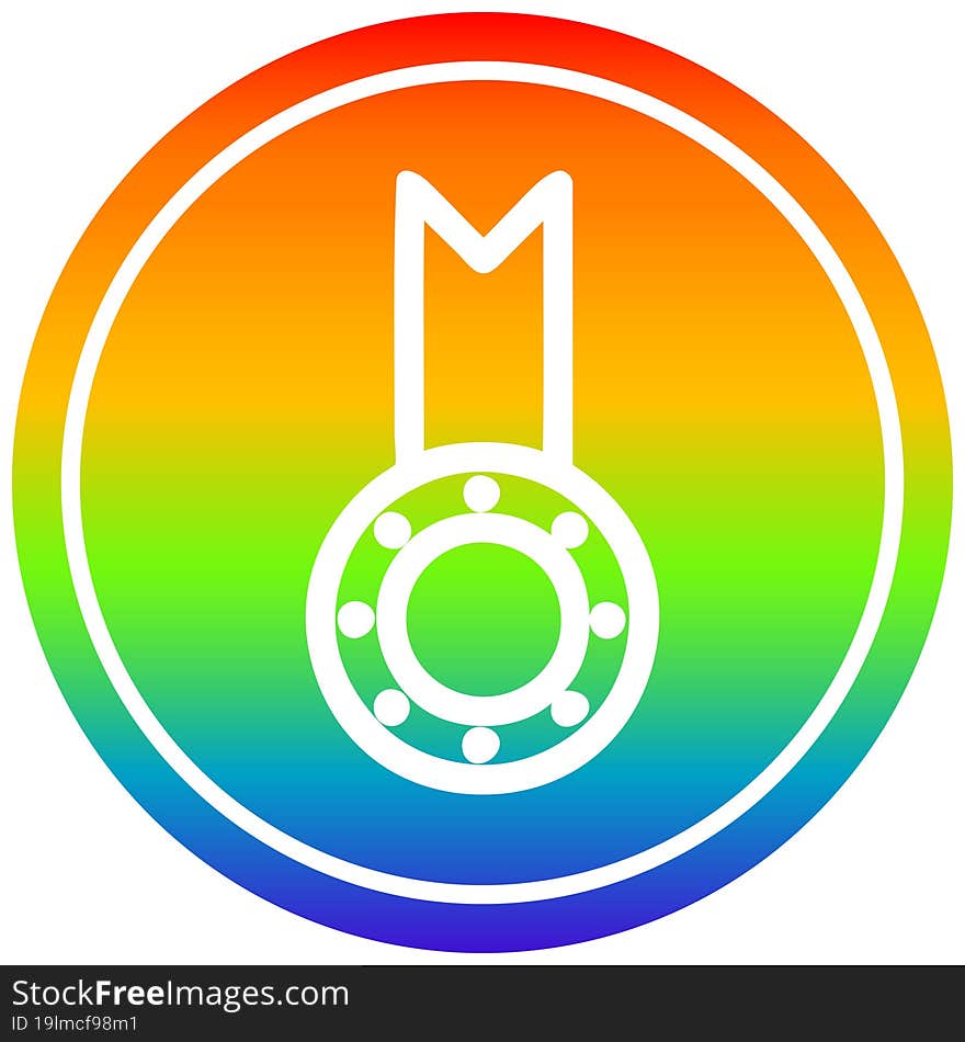 medal award circular in rainbow spectrum