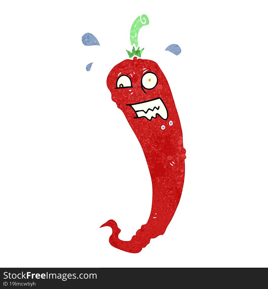 hot chili pepper retro cartoon