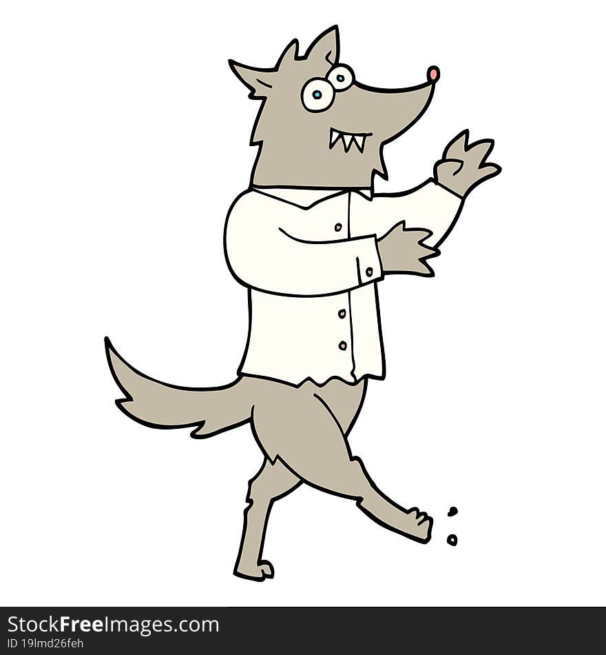 hand drawn doodle style cartoon werewolf