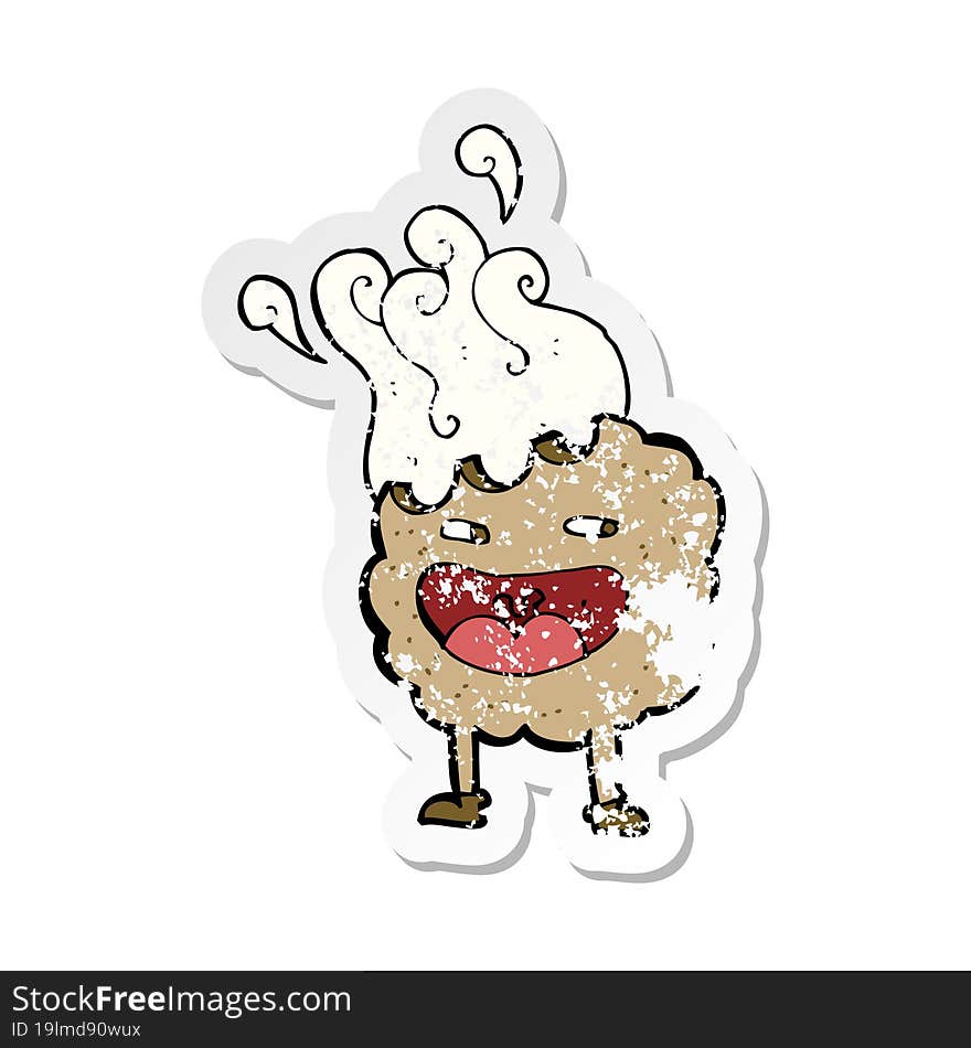 retro distressed sticker of a cookie cartoon character