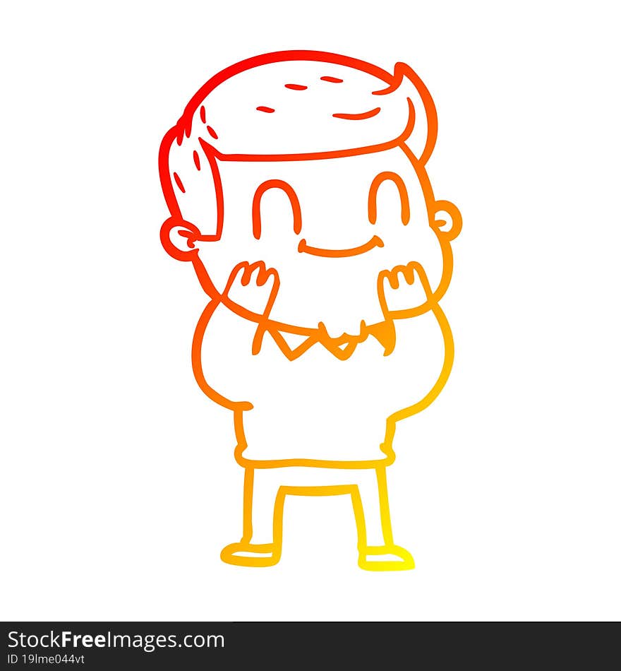 warm gradient line drawing of a cartoon friendly man