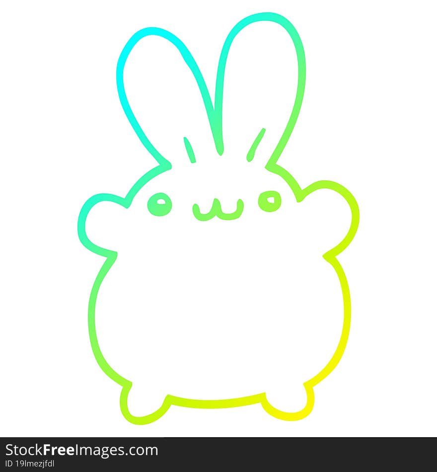 cold gradient line drawing of a cartoon rabbit