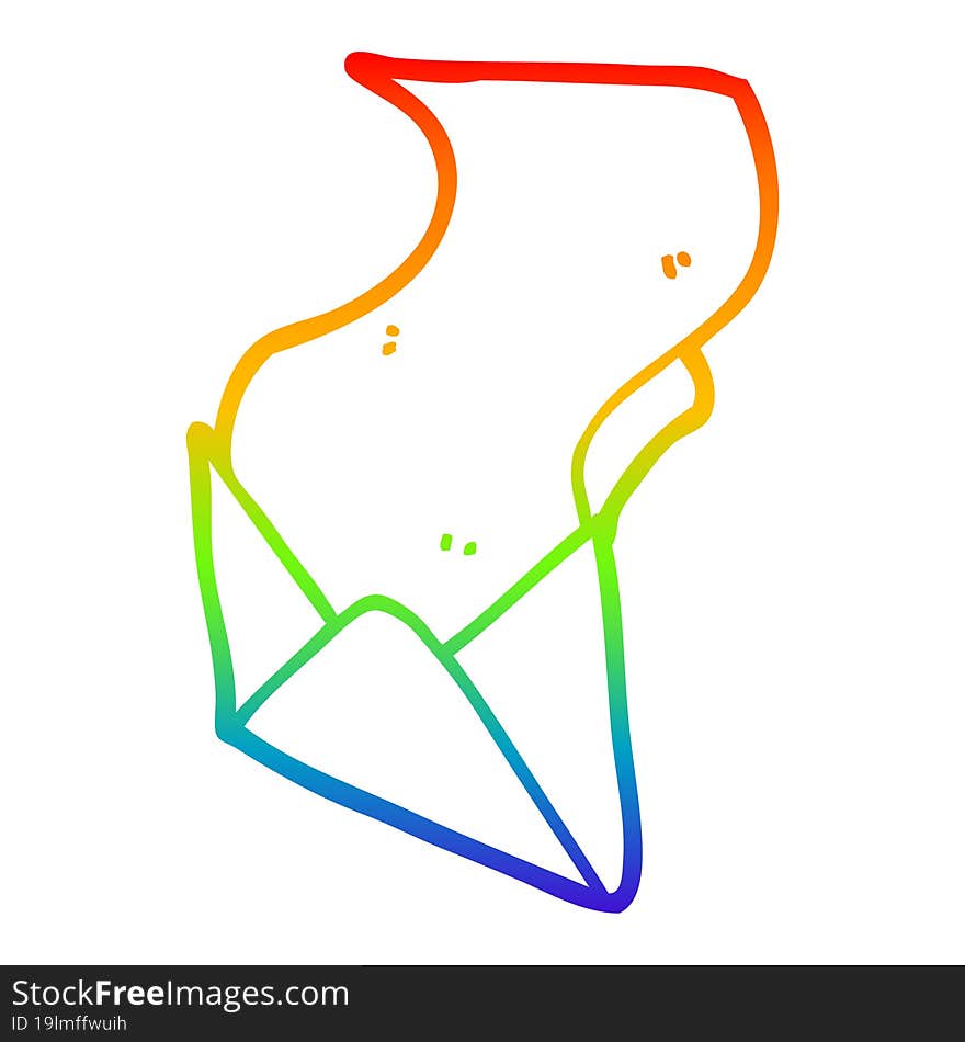 rainbow gradient line drawing of a cartoon letter and envelope