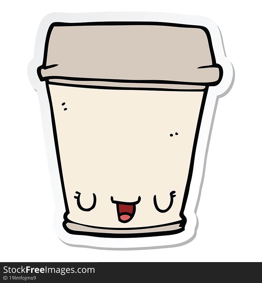 sticker of a cartoon coffee cup