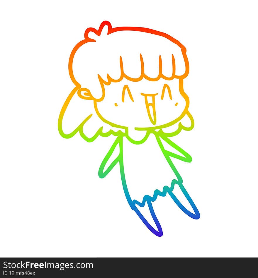 rainbow gradient line drawing of a cartoon woman