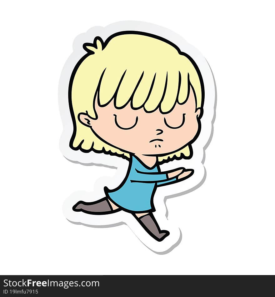 sticker of a cartoon woman