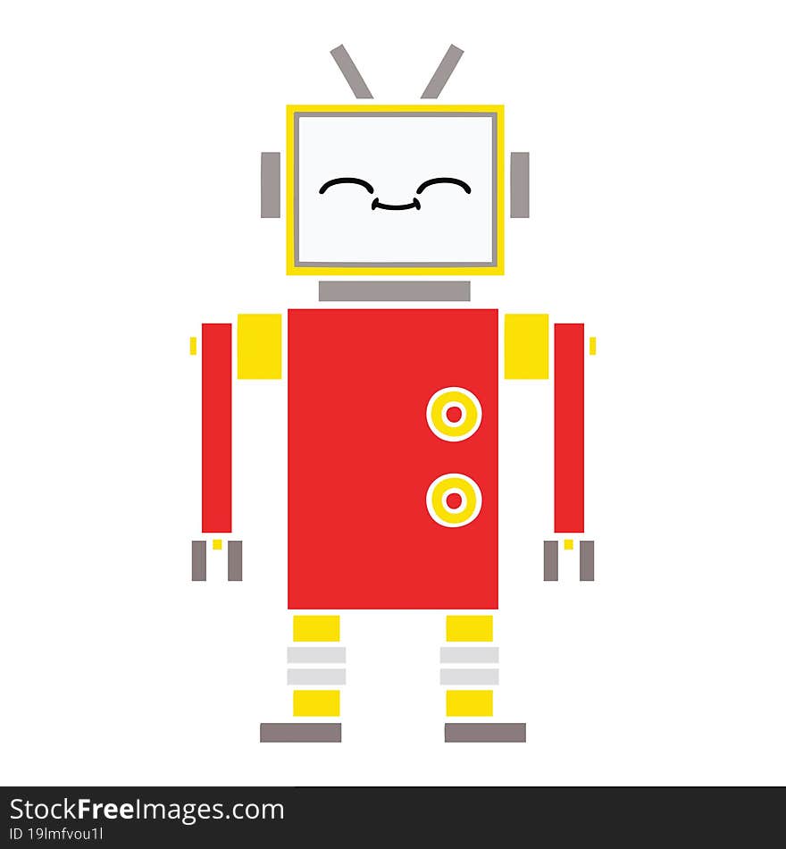 flat color retro cartoon of a robot