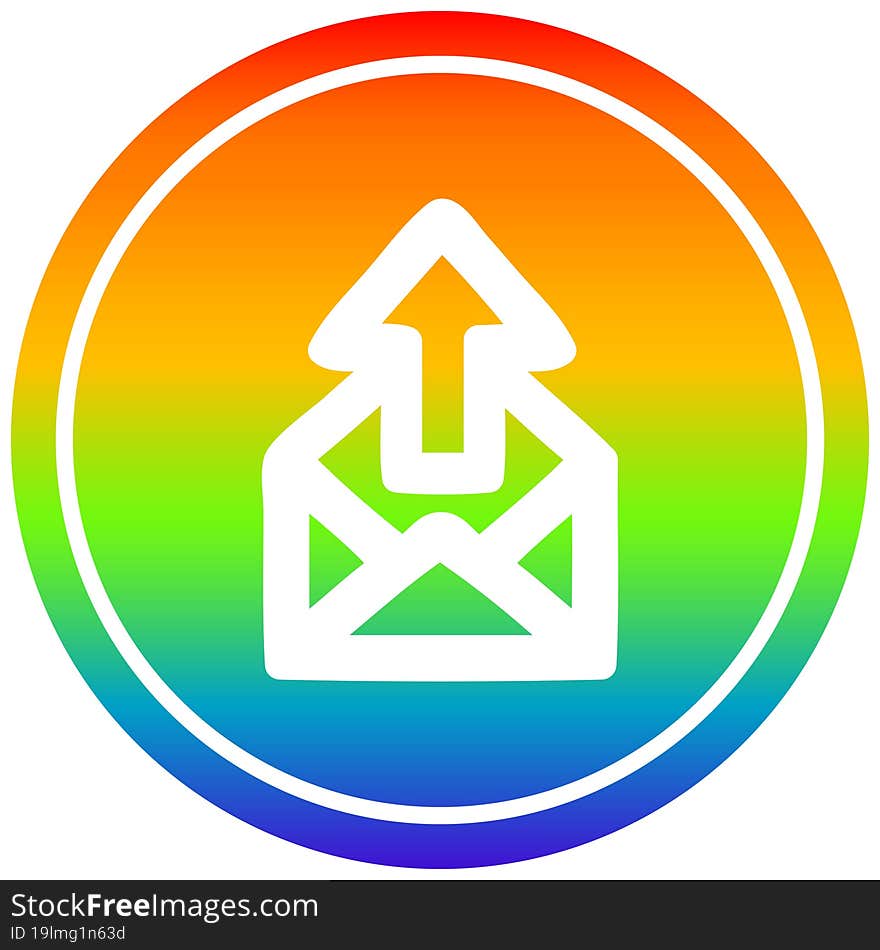 send email circular icon with rainbow gradient finish. send email circular icon with rainbow gradient finish