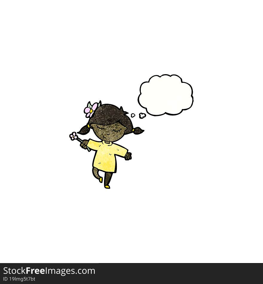 cartoon woman with thought bubble