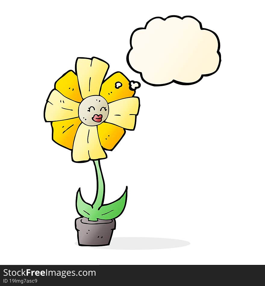 Cartoon Flower With Thought Bubble