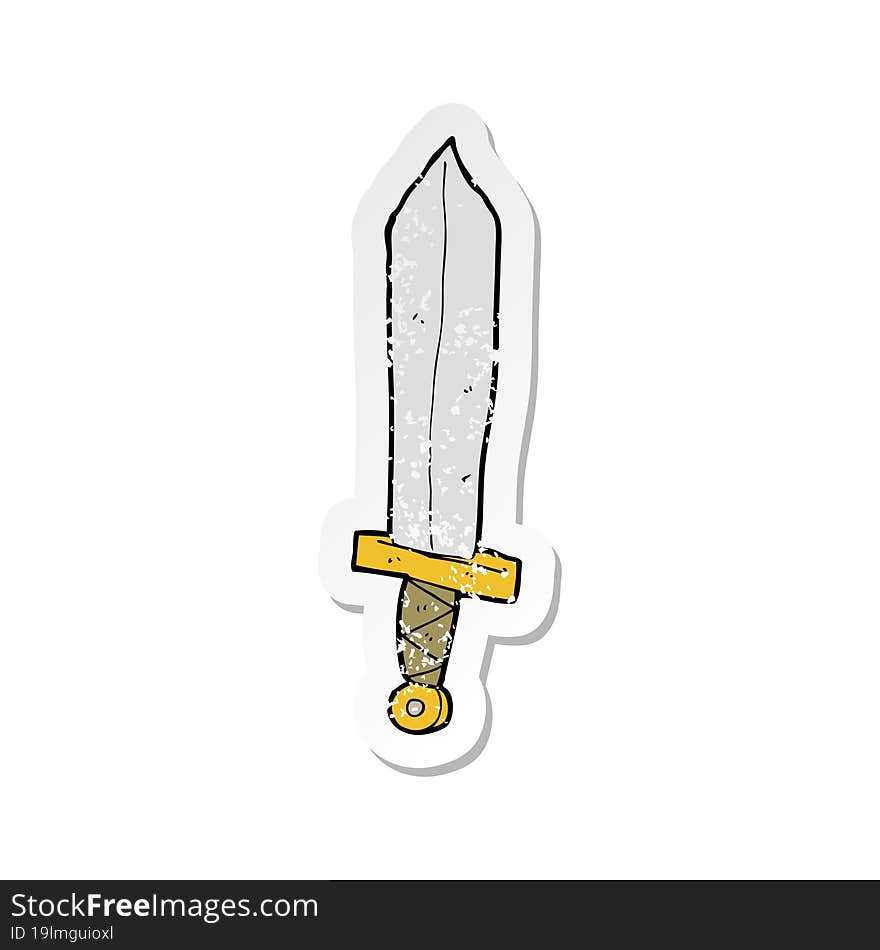 retro distressed sticker of a cartoon sword