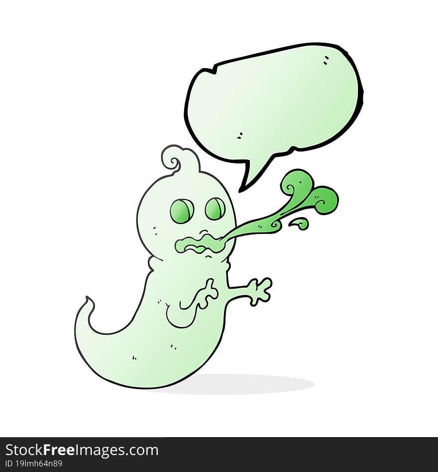 freehand drawn speech bubble cartoon slimy ghost