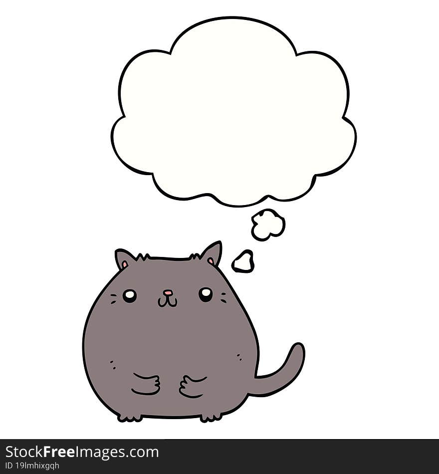 Cartoon Cat And Thought Bubble