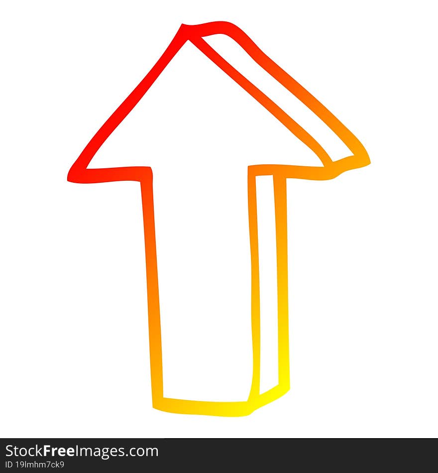 warm gradient line drawing cartoon arrow