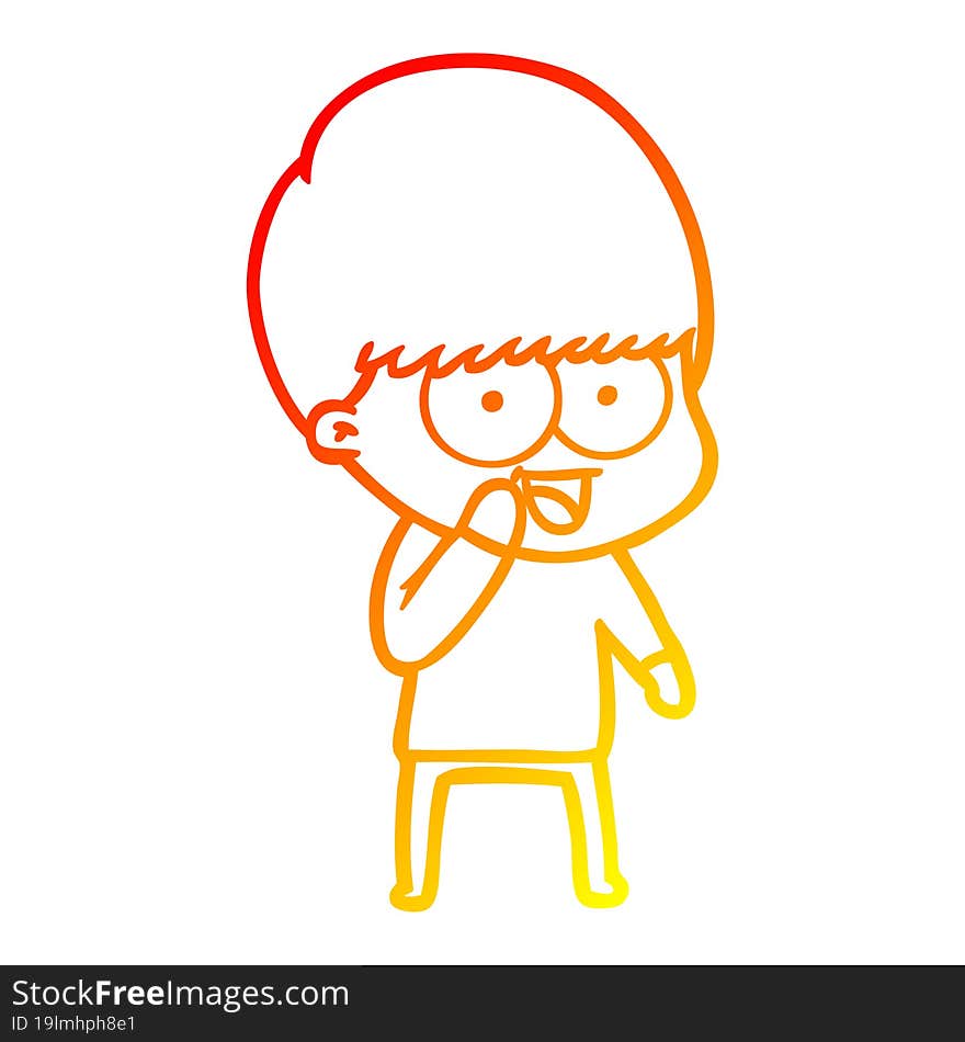 Warm Gradient Line Drawing Happy Cartoon Boy