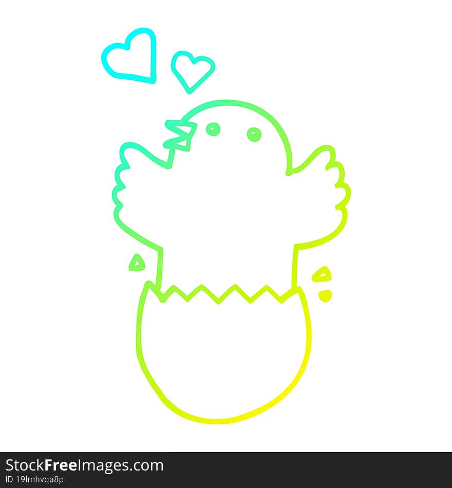 cold gradient line drawing cute hatching chick cartoon