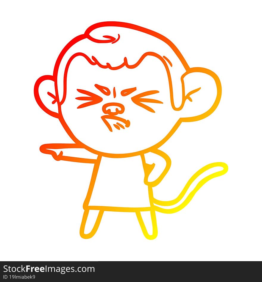 warm gradient line drawing cartoon annoyed monkey