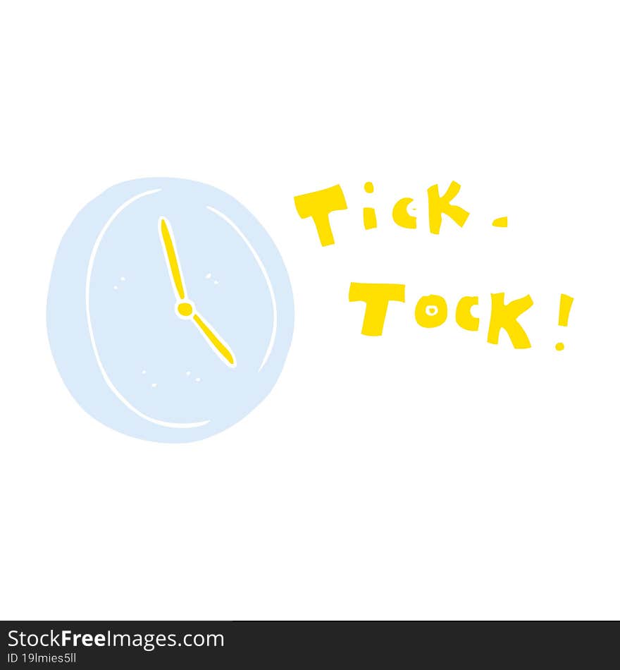 Flat Color Illustration Of A Cartoon Ticking Clock