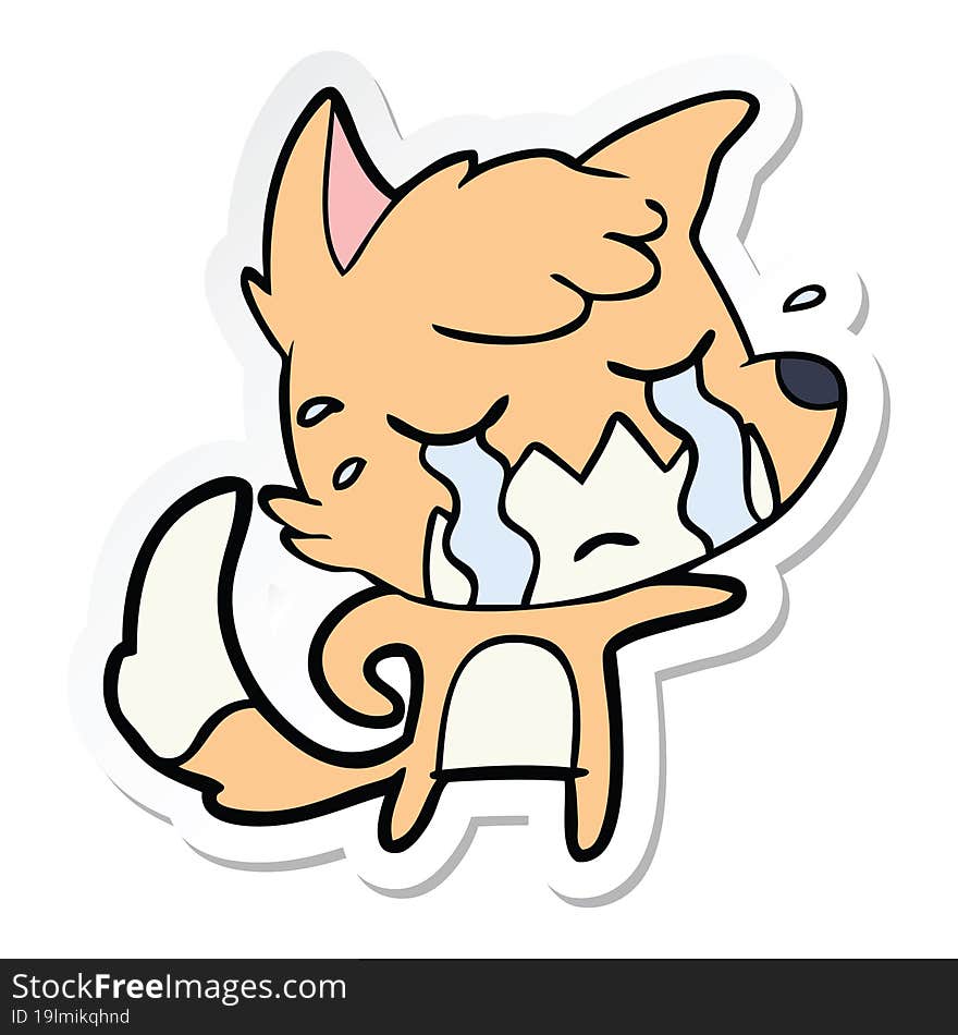 sticker of a crying fox cartoon