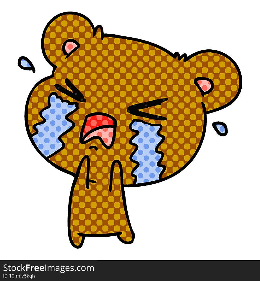 cartoon of a cute crying bear