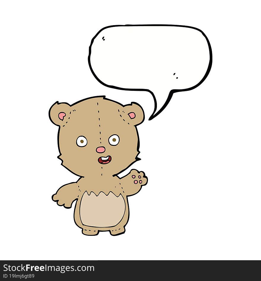 cartoon teddy bear with speech bubble