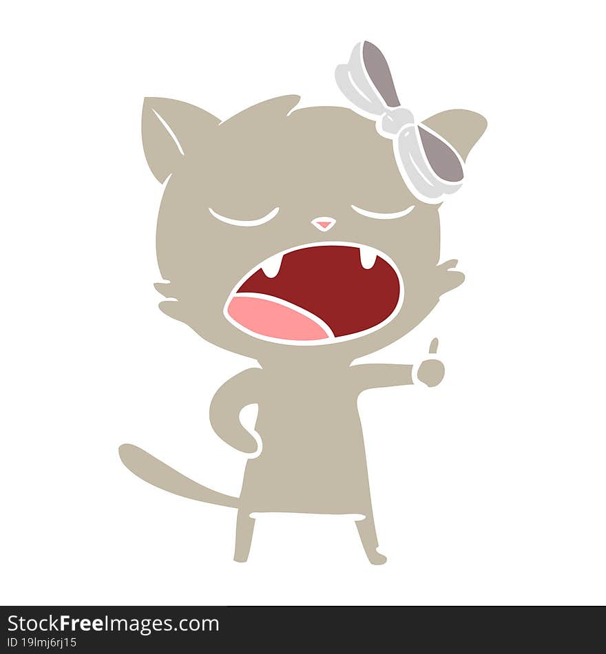 flat color style cartoon yawning cat