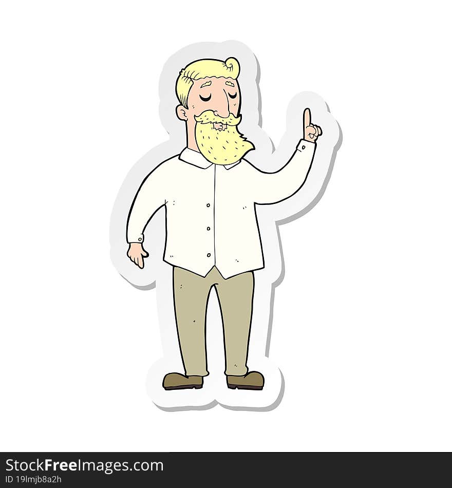 Sticker Of A Cartoon Bearded Man With Idea