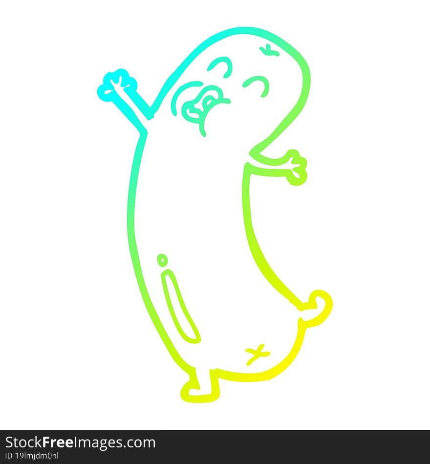 Cold Gradient Line Drawing Cartoon Dancing Sausage