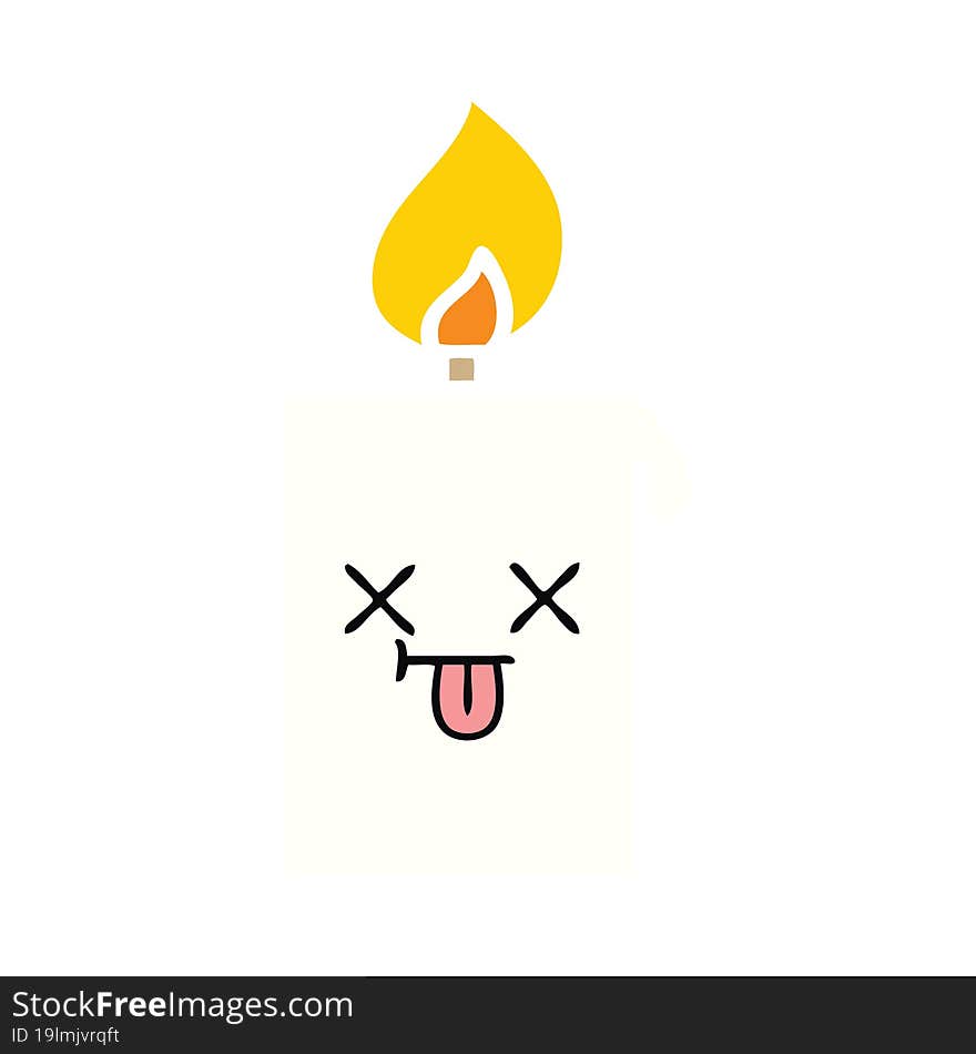 flat color retro cartoon lit candle