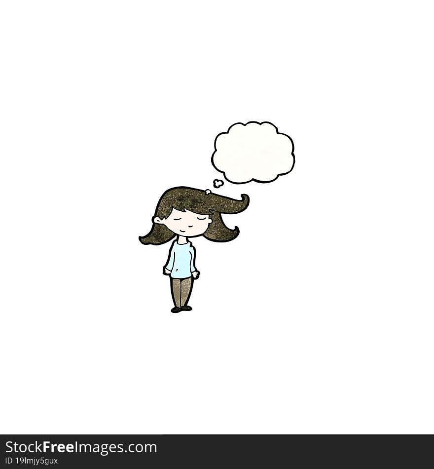 cartoon woman with thought bubble