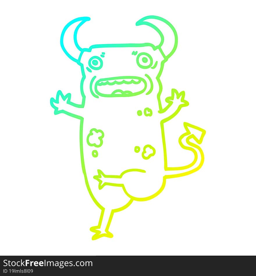 cold gradient line drawing cartoon demon