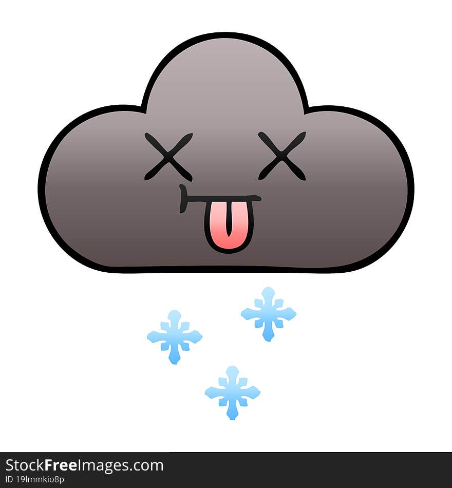 Gradient Shaded Cartoon Storm Snow  Cloud