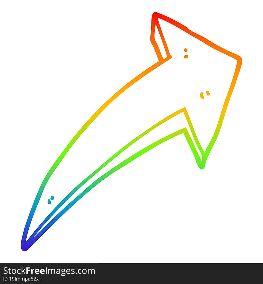 rainbow gradient line drawing cartoon arrow