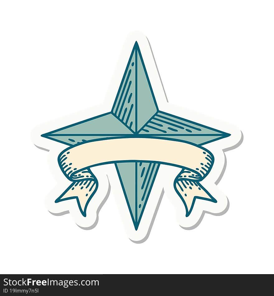 tattoo sticker with banner of a star