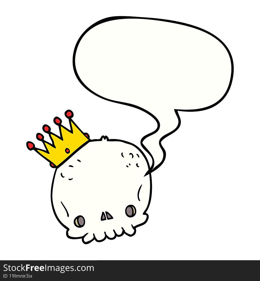 cartoon skull and crown and speech bubble