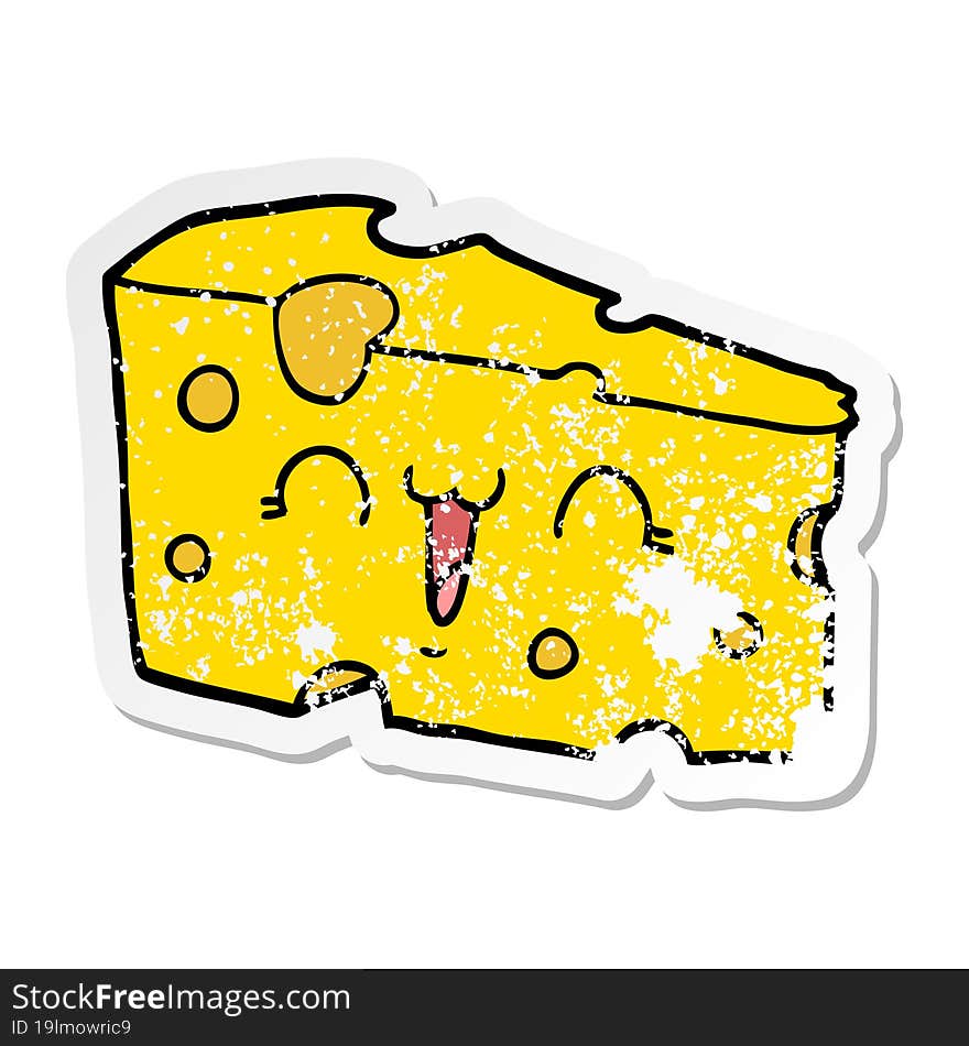 Distressed Sticker Of A Cartoon Cheese