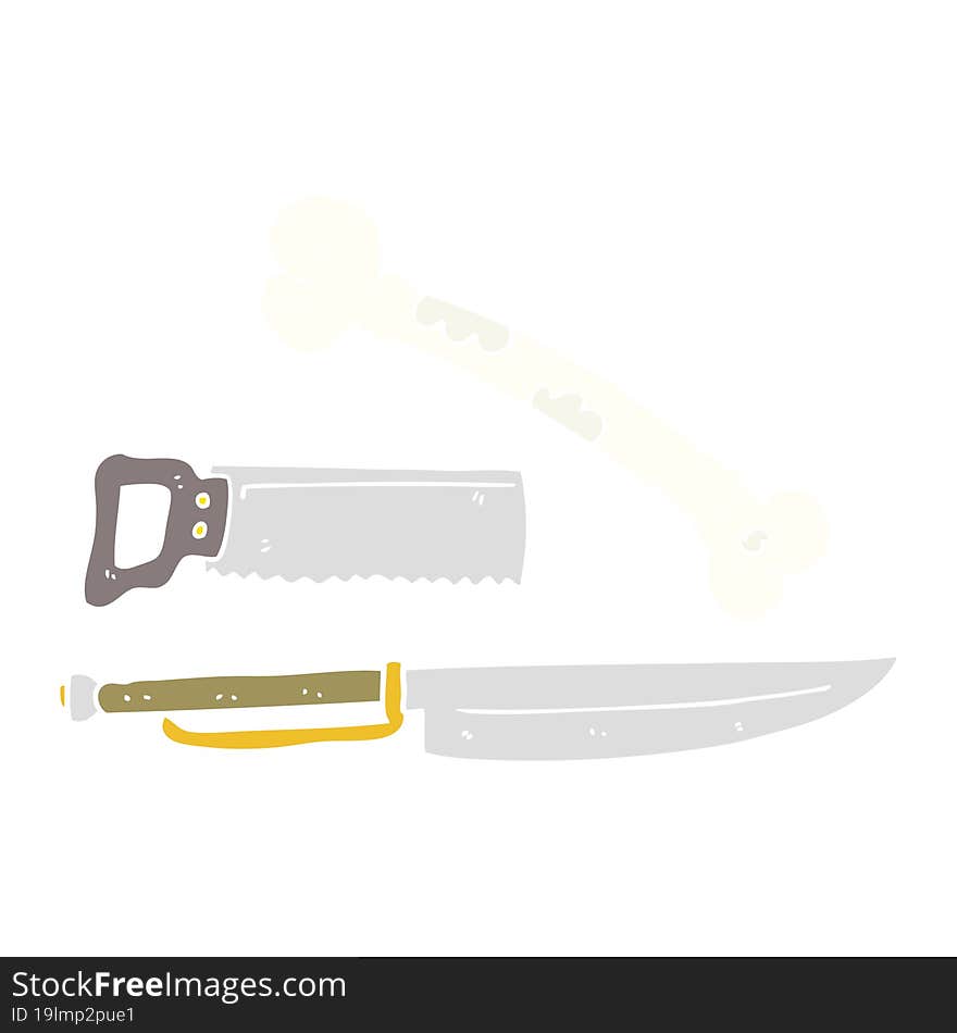 Flat Color Illustration Of A Cartoon Knife