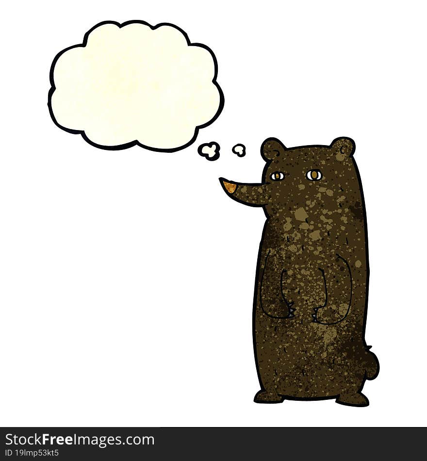 funny cartoon black bear with thought bubble