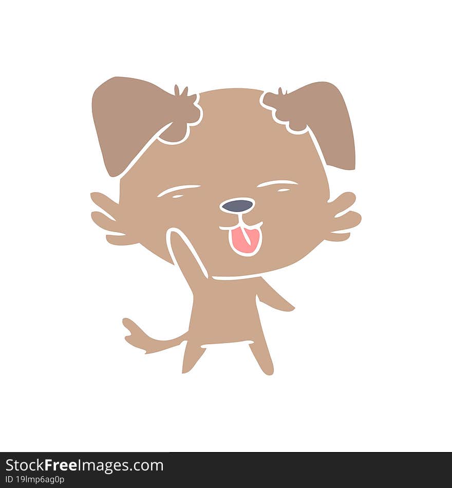 flat color style cartoon dog sticking out tongue