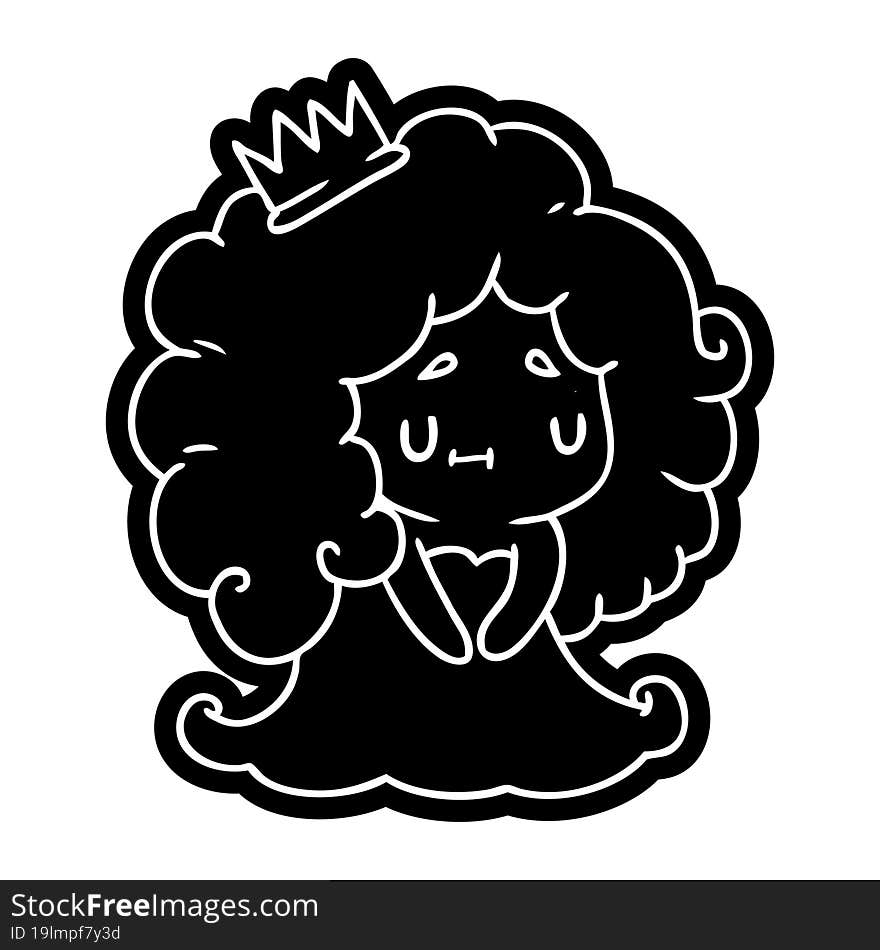 Cartoon Icon Of A Cute Kawaii Princess Girl