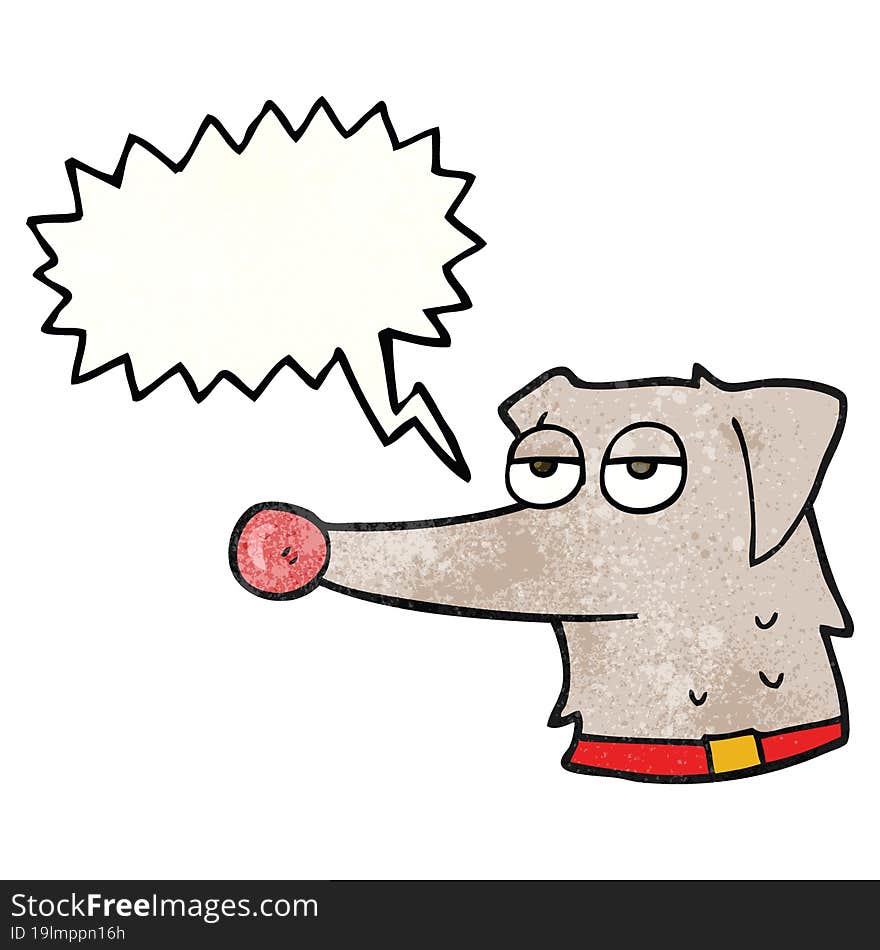 speech bubble textured cartoon dog with collar