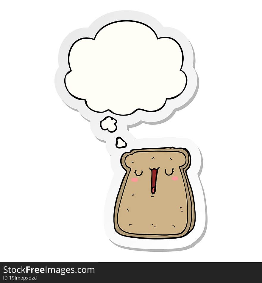 cartoon toast with thought bubble as a printed sticker